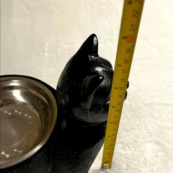Vintage Cast Iron Black Cat Double Pet Bowl. NWOT - Picture 9 of 9